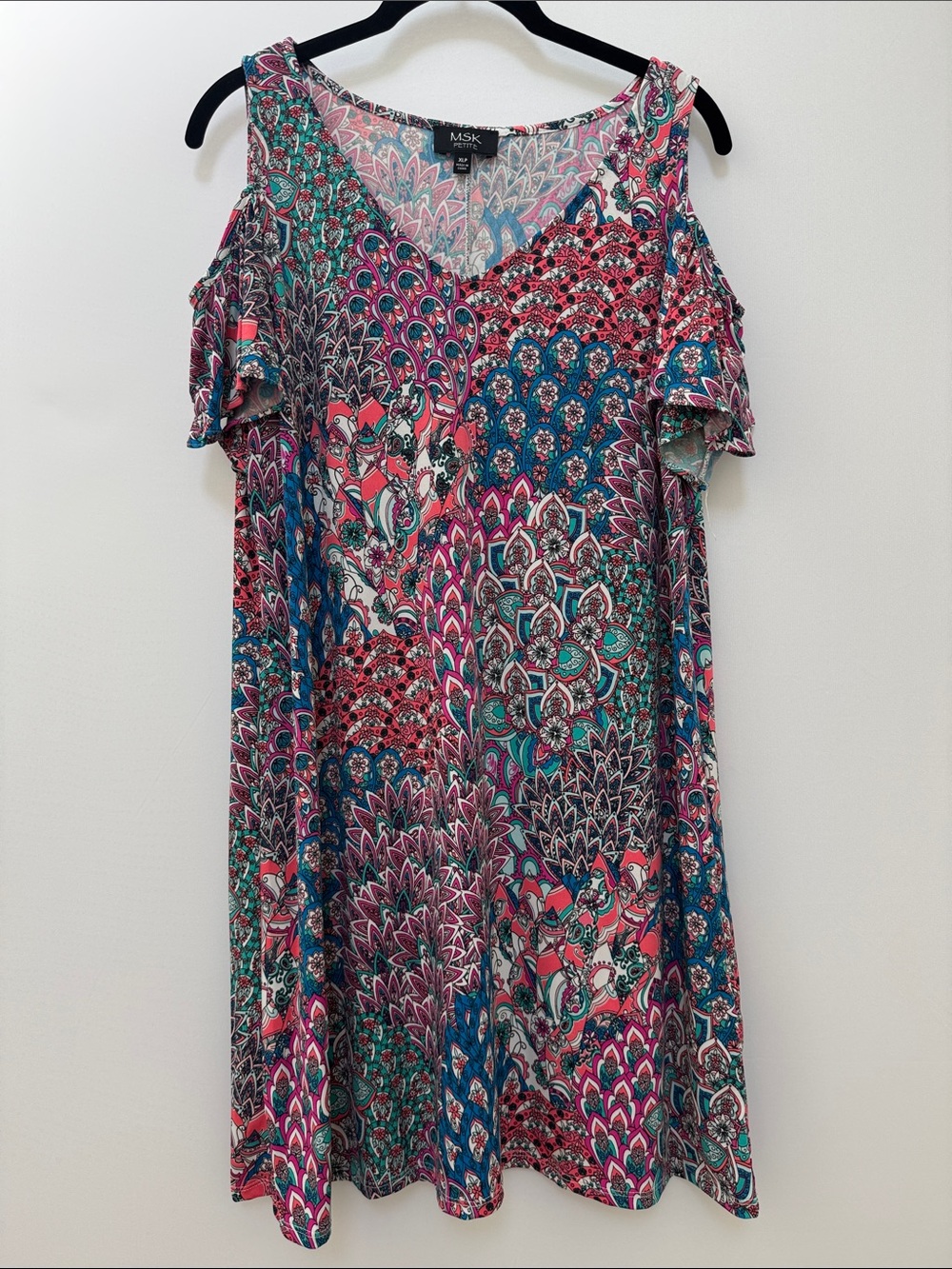 MSK Colorful Cold-Shoulder Swing Dress